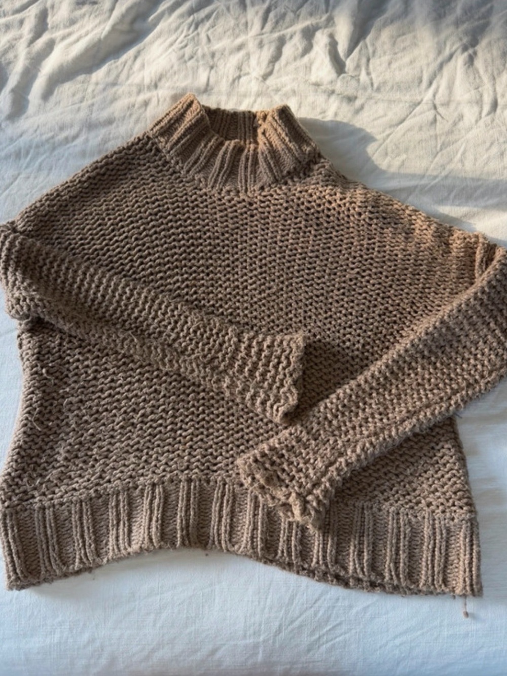 Free People Taupe Chunky Turtleneck Sweater